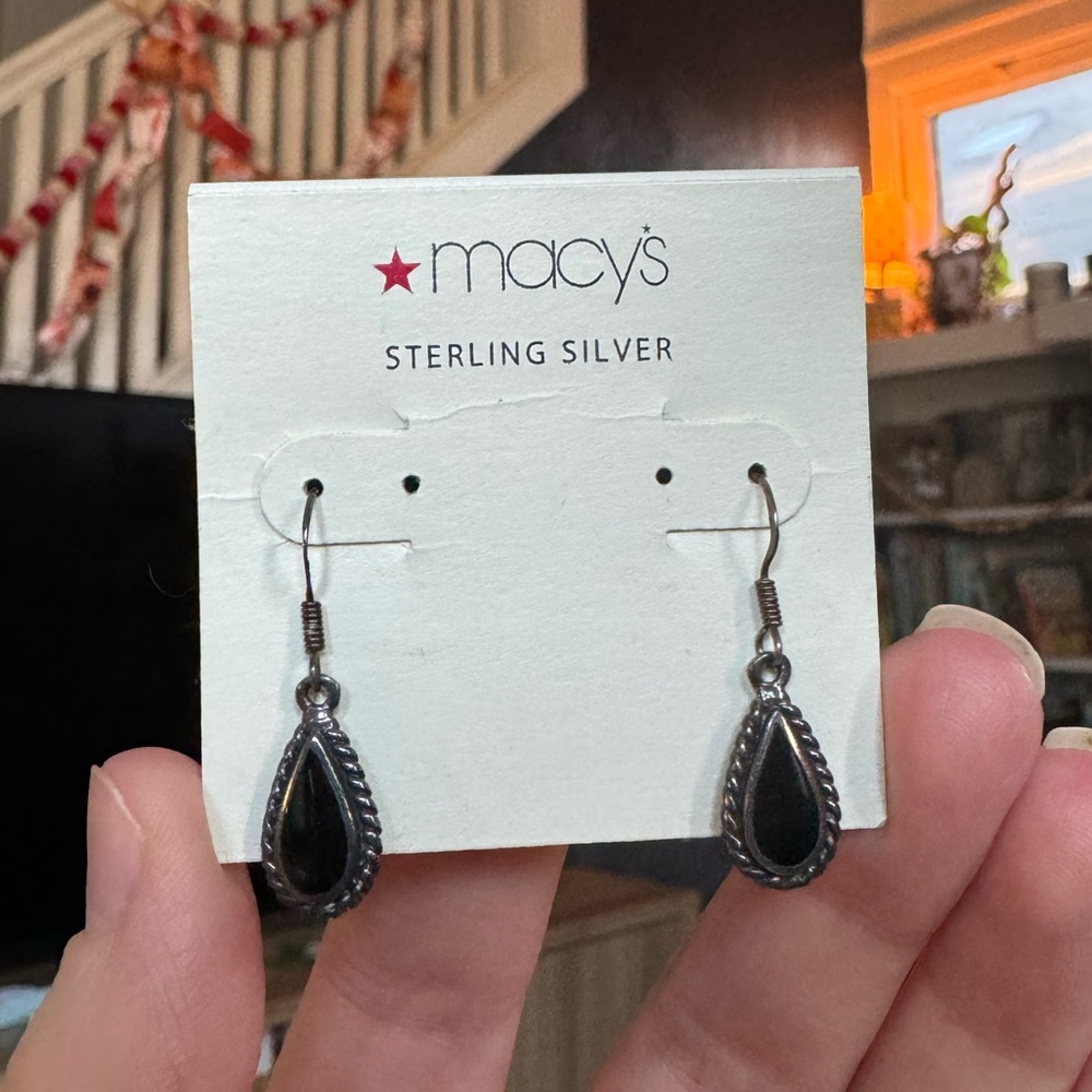 Macy’s Black Sterling Silver Earrings